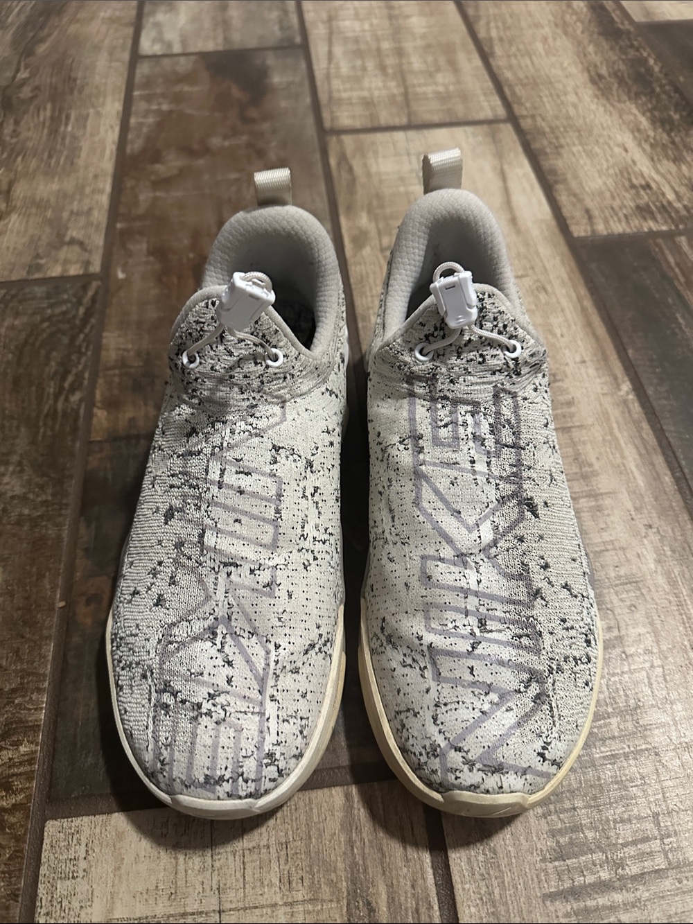 Nike Women's White and Gray Knit Slip-On Athletic Shoes